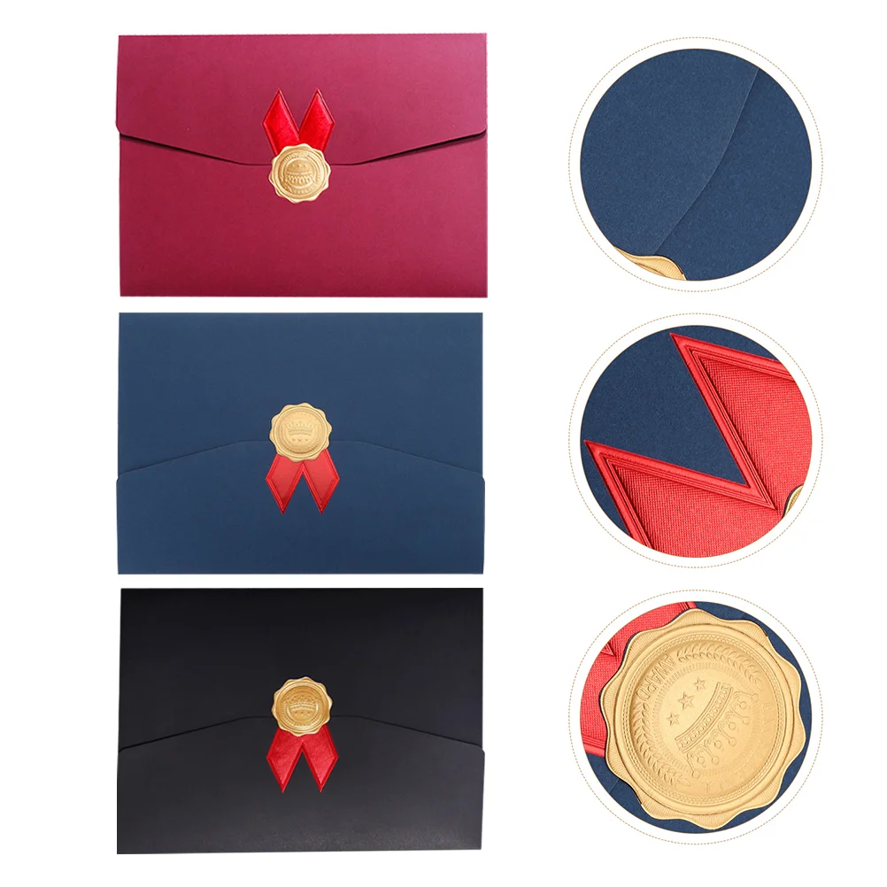 

3 Pcs Folders Certificate Envelope Diploma Cover Frame Covers Inner Core Papecard Paperboard Graduation Holders