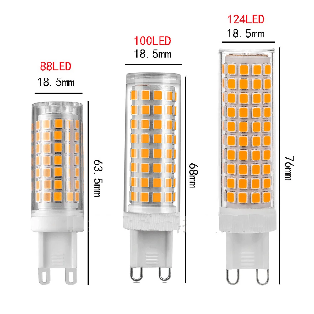 

10pcs No Flicker G9 10W 12W LED Bulb 3000k 4000k 6000k AC110V/220V 2835 Corn Light 124 led Chandelier Light Replace 100w Halogen