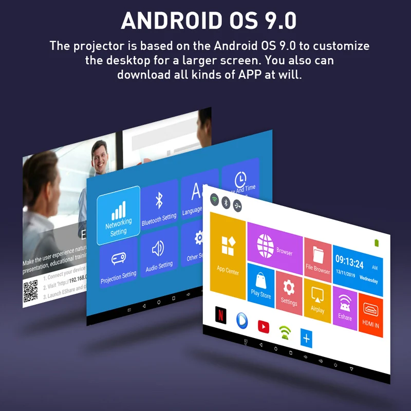 SmartIdea 3D HD Handheld DLP Projector Android 9.0 5G Wifi BT 4.1 Pico Pocket Mini Proyector HD Portable Beamer Miracast Airplay