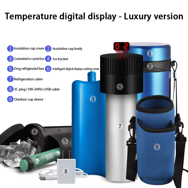 LCD Insulin Kühl Tasse Tragbare Outdoor Kühler Glaskolben Mini Vakuum  Medizin Und Getränke Kühlschrank Medikament Kühler Kühlschrank - AliExpress