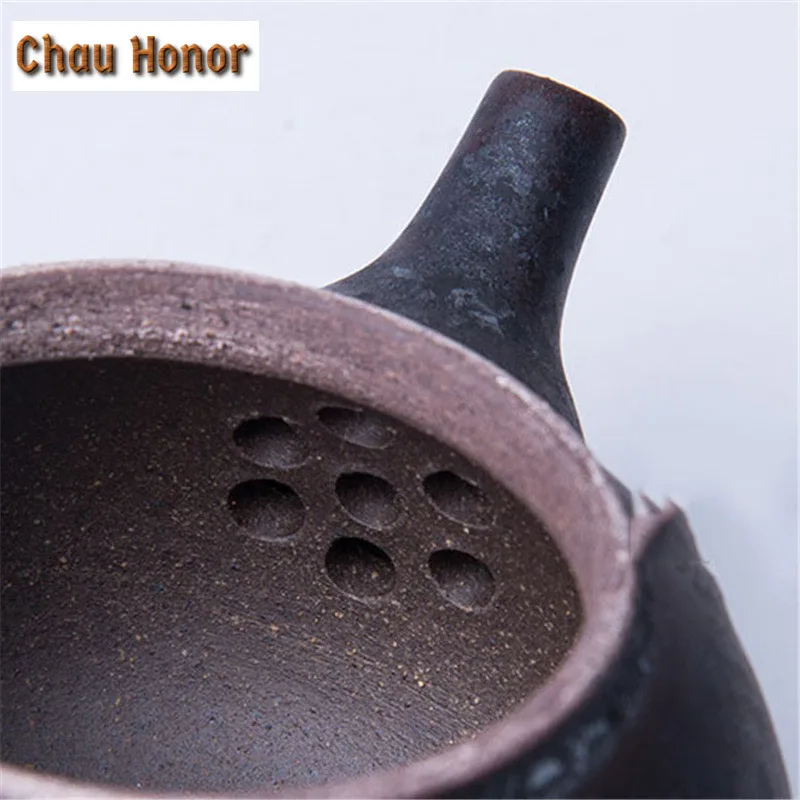 210ml Vintage Handmade Pottery Teapot Retro Coarse Leaf Art Household Teaware Chinese Kung Fu Tea Personal Pots Gift Packaging