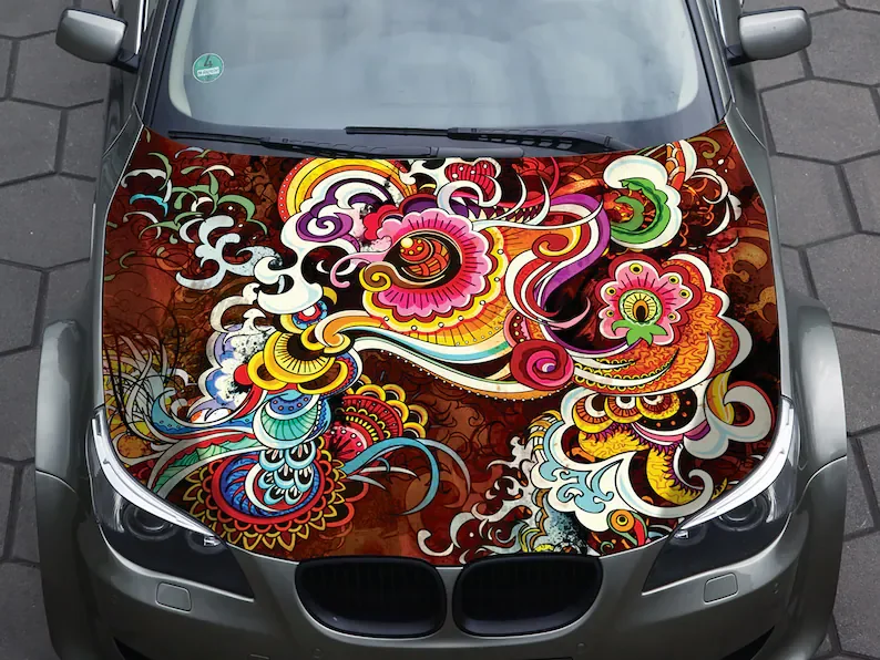 

Car Hood Decal Vinyl Sticker Graphic Wrap Decal Flower Truck Decal Truck Graphic Bonnet Decal Skull F150 Abstract CUSTOM