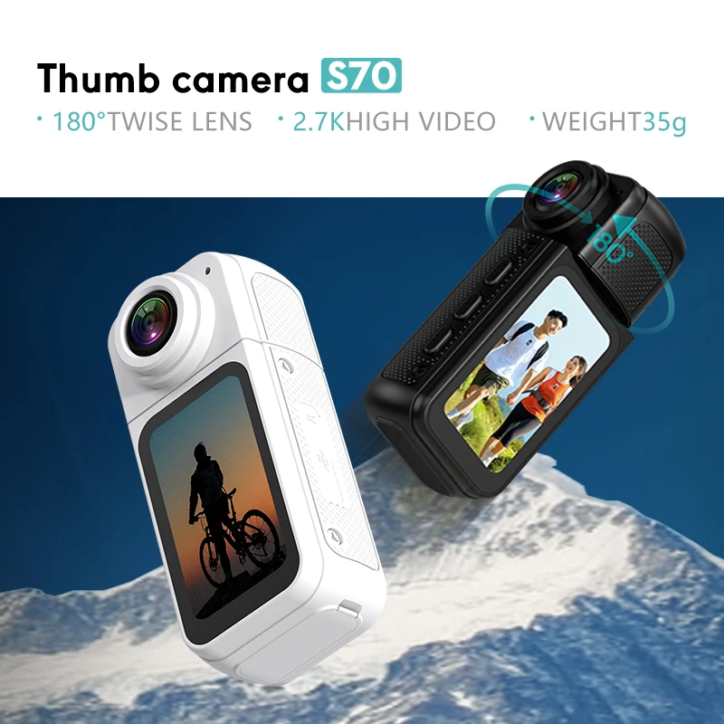 GEYUNE Thumb Sport Camera 2.7K HD 180° Rotate WIFI Sport DV Cycling Recorder Magnetic Attraction Outdoor 1.47'' Action Camera
