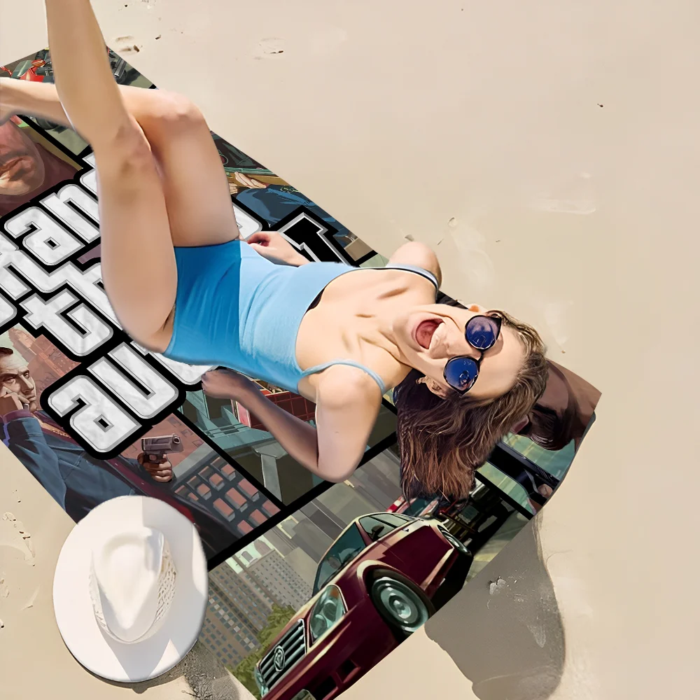 GTA 5 Grand Theft Auto Anime Beach Swimming Towel Soft Absorbent Washcloth Children's Gifts for Kids Travel Camping Gym 3