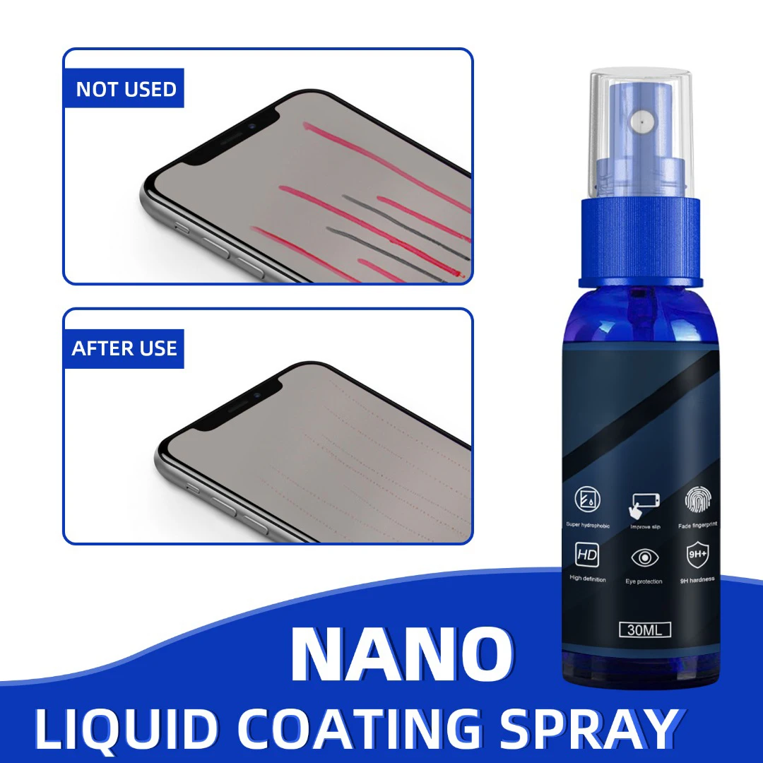 1Bottle 30ml Nano Coating Spray For Phone Screen Scratch Repair Anti-fingerprint Mirror Film Repair Spray For Tablet Glasses