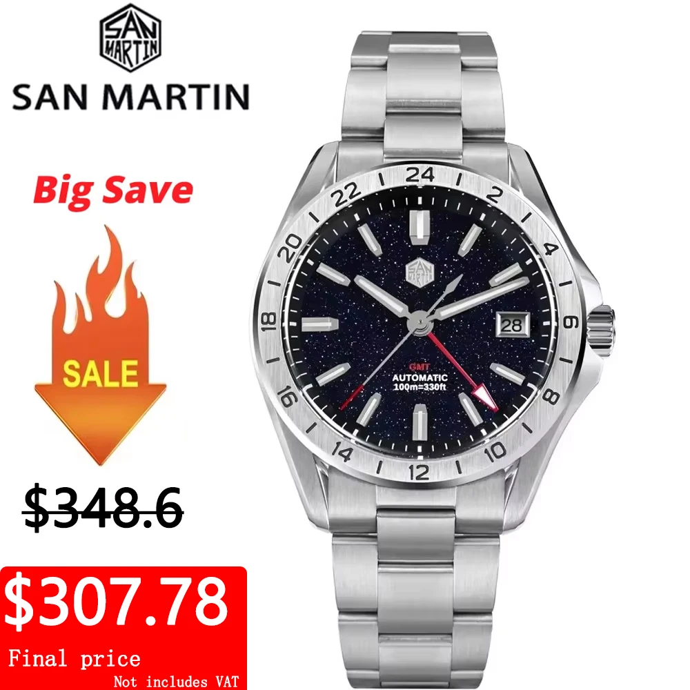 【値下げしました】San Martin SN0129 G Aventurine San Martin Aventurine Gemstone NH34 GMT Watch SN0129GB – San