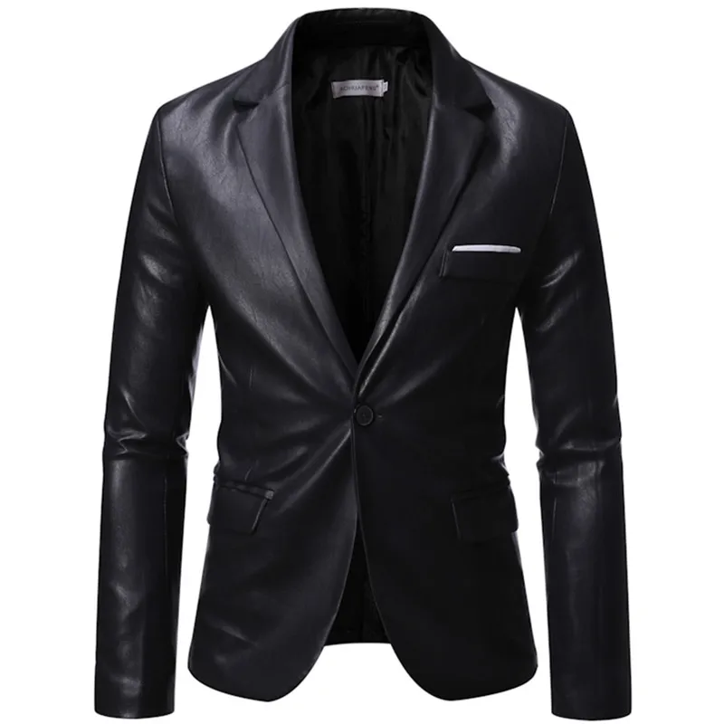 

Autumn Winter Men's Business Luxury Blazer Fashion Banquet Leather Dress Suit Jacket Slim Texture High Quality Pu Coat 6XL
