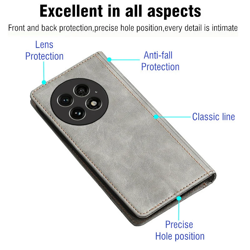 OnePlus 13、13T、13R、13S用フリップケース、OnePlus 13カバー