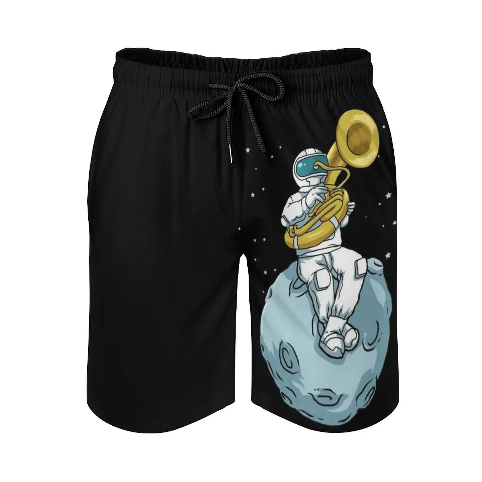 Tuba Gift Kids Astronaut Marching Band Music Sousaphone New Mens Swim Shorts Quick Dry Beach Board Swimwear Fashion Volley