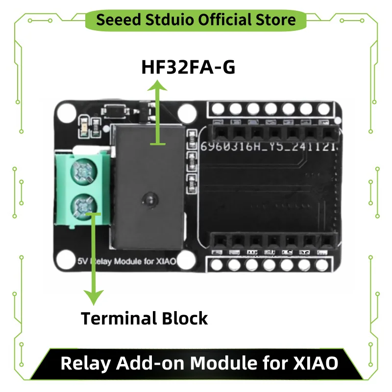 وحدة إضافية للتتابع لـ Seeed Studio XIAO وQT Py، مرحل HF32FA-G يصل إلى 10A/250VAC