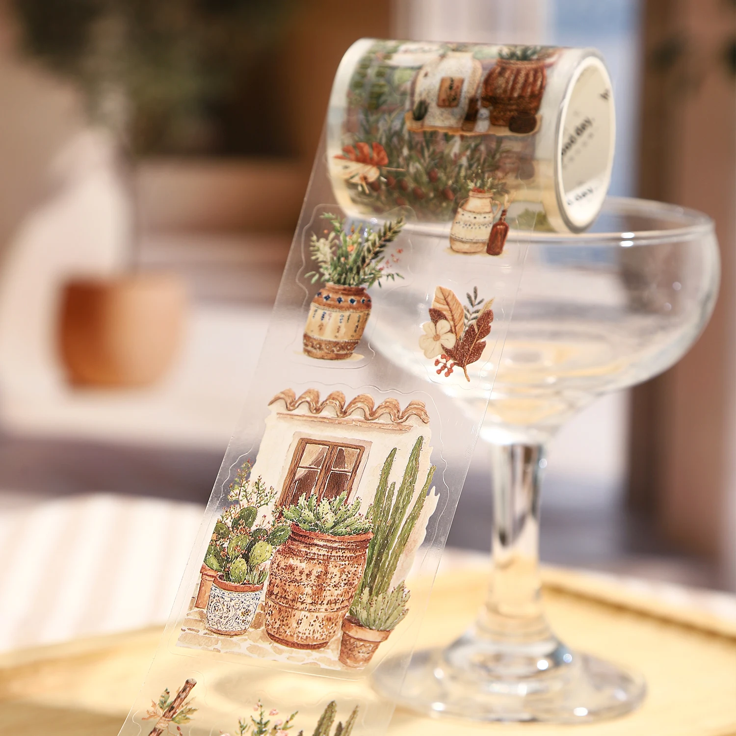 로맨틱 보헤미안 시리즈 빈티지 식물 꽃 캐릭터 PET 테이프 창의적인 DIY 저널 재료 콜라주 문구류