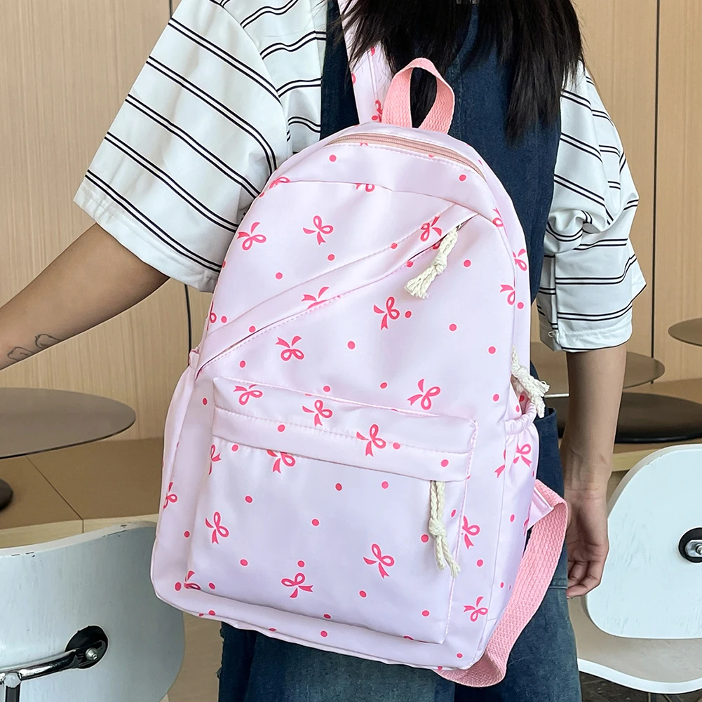 3-in-1 나비넥타이 디자인 대학생용 백팩 (런치박스 포함) 및 귀여운 소녀용 백팩, 십대 소녀들을 위한 백팩