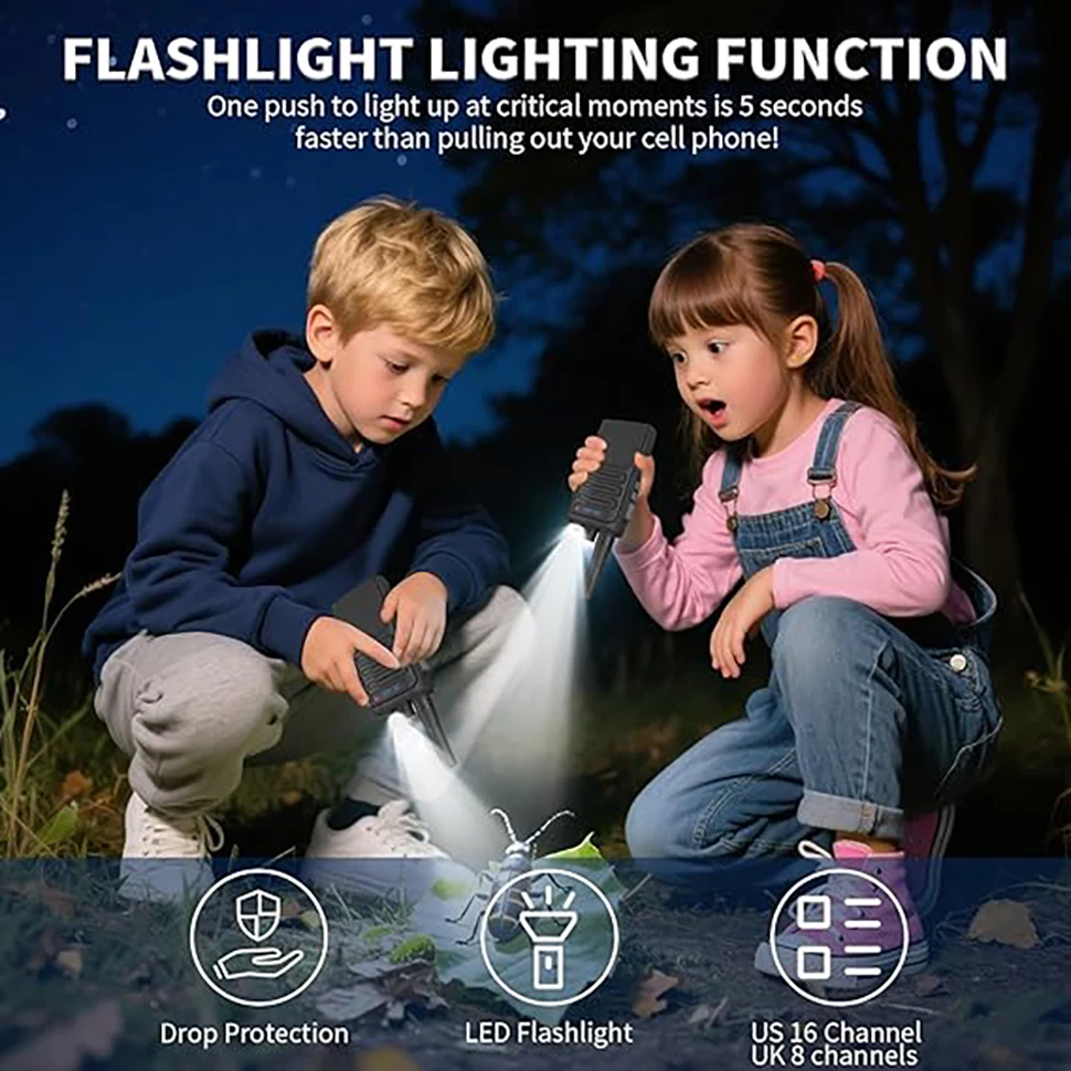 어린이용 무전기(2개) |   충전식, 3마일 거리, 1200mAh 장시간 대기 가능