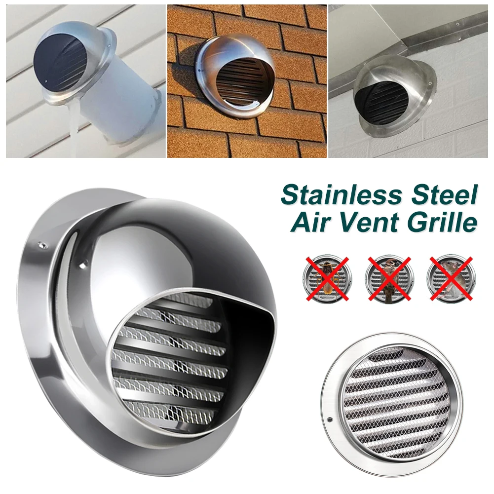 

Household Air Vent Grille Round Bull Nosed Universal External Extractor Steel Wall Vent Home Office Air Vent Ductin For Home