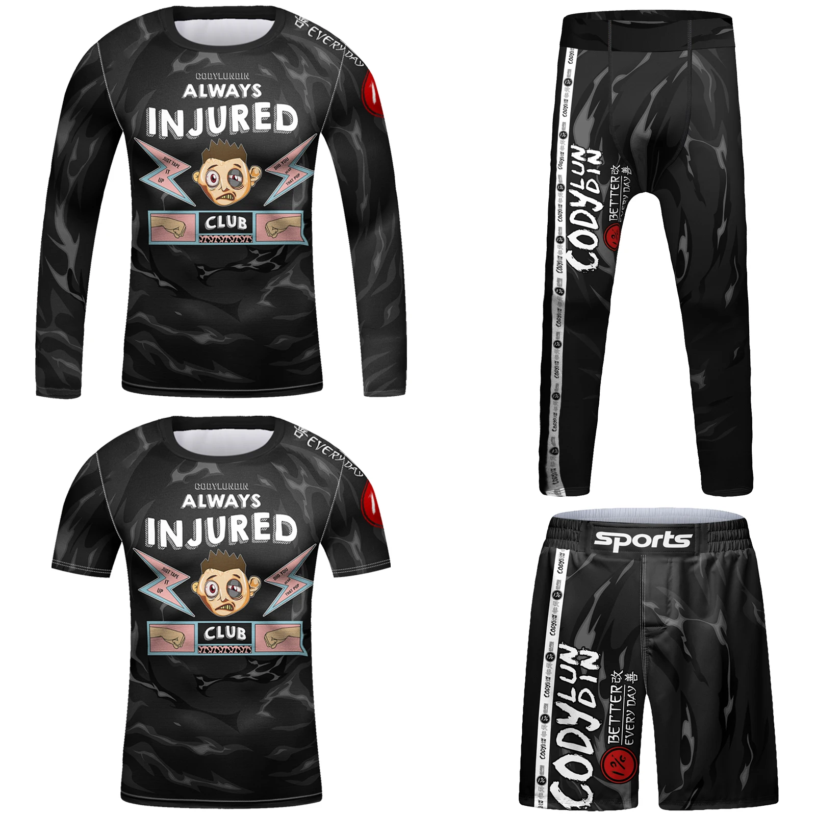 Sublimation Tights Kids Bjj Rashguard Kickboxing Clothes Cody Lundin Children Jiu Jitsu Sports Uniform Set Boys Fitness Kit