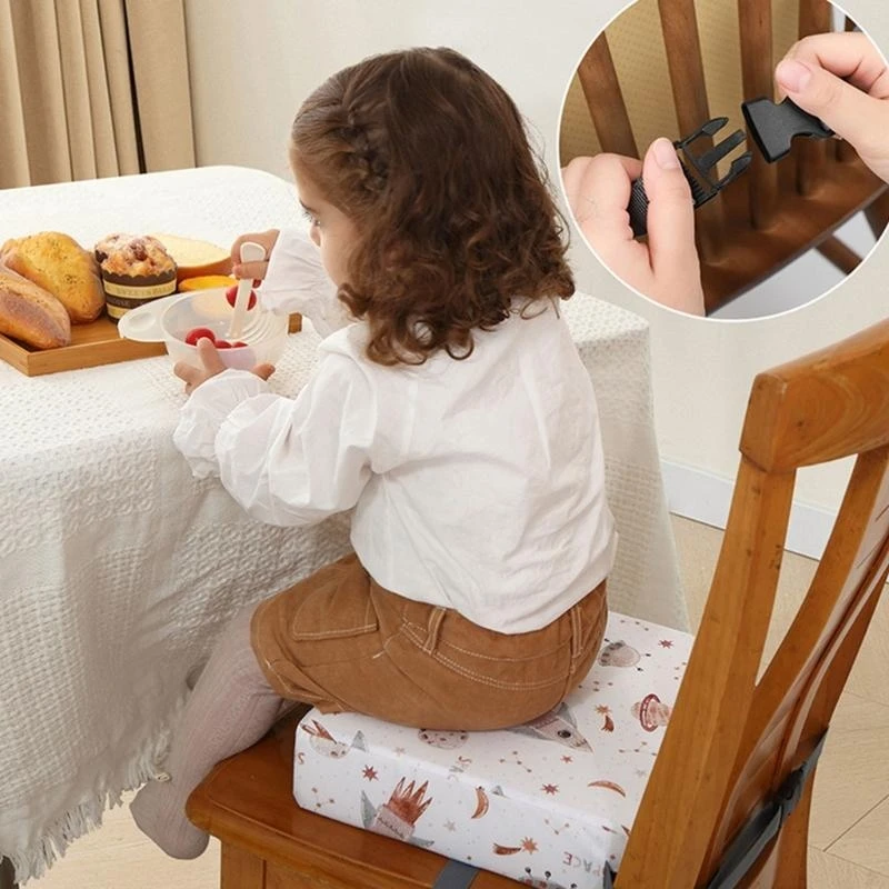 J15U 베이비 부스터 좌석 두꺼운 하이 체어 부스터 쿠션 매트 인쇄 패턴 패드 키즈 다이닝 체어 스퀘어 쿠션 높이기