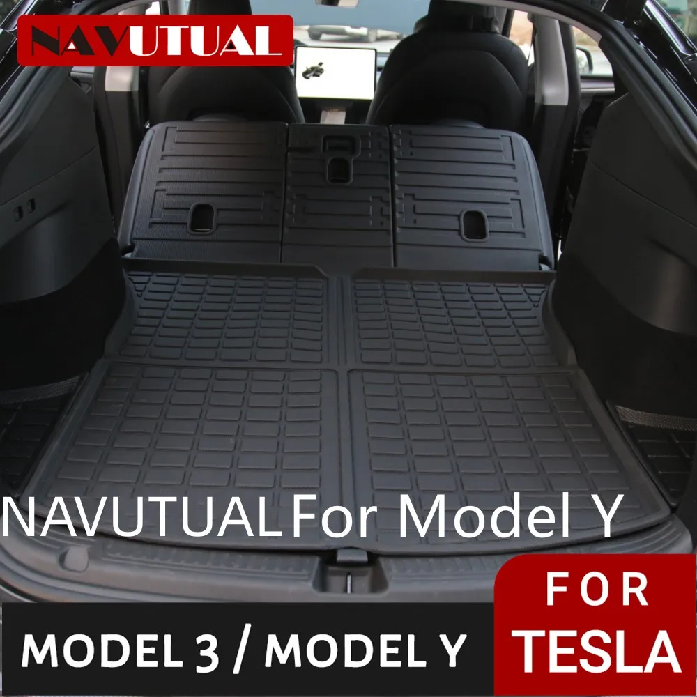 

For Tesla Model Y Rear Seats Back Protector Anti-Kick Mats TPE Seat Cover & Trunk Mats Foot Pad Model Y 2023 Accessories
