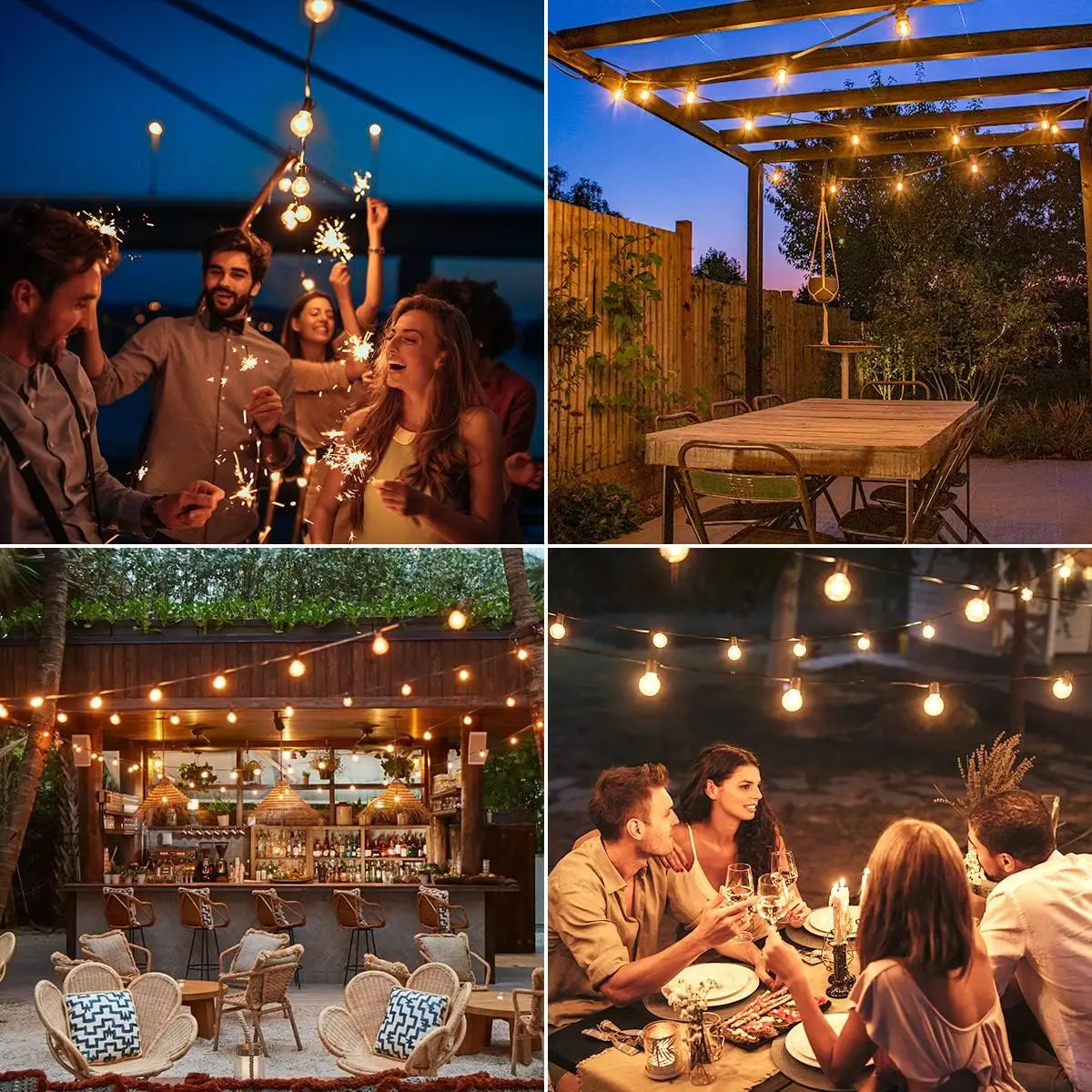 G40 Globe Solar String Lights Outdoor, 8 Light Modes, USB Charge & Remote, Waterproof Plastic Bulbs for Balcony Garland Wedding 6