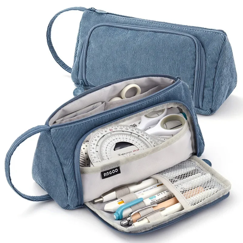 Corduroy pencil case macaron colors pencil bags make up pen storage bag for girls stationery pencil cases pen storage bag