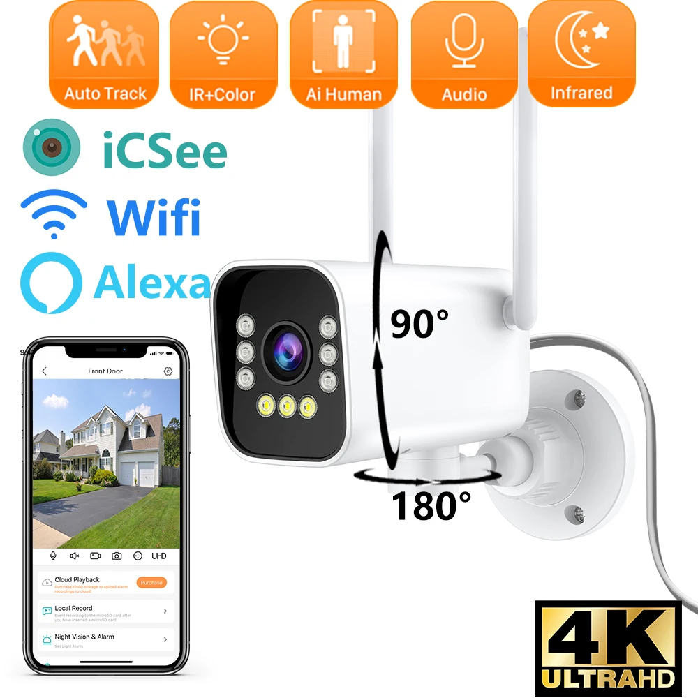 

8MP PTZ Wifi Camera ONVIF Wireless IP Camera Auto Tracking H.265 Waterproof Outdoor 2MP CCTV Video Surveillance Camera ICSEE