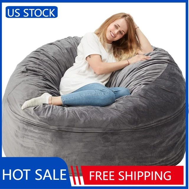 Bean Bag Chairs for Adults, Giant Bean Bag Chair Cover Comfy Fluffy Big  Bean Bag Beds (No Filler, Cover Only) Oversized Soft Moon Pods BeanBag  Couch