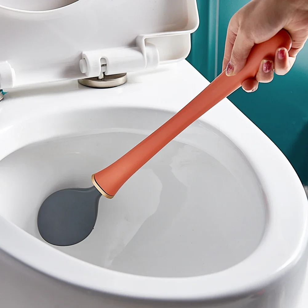 Flexible silicone toilet brush flat head