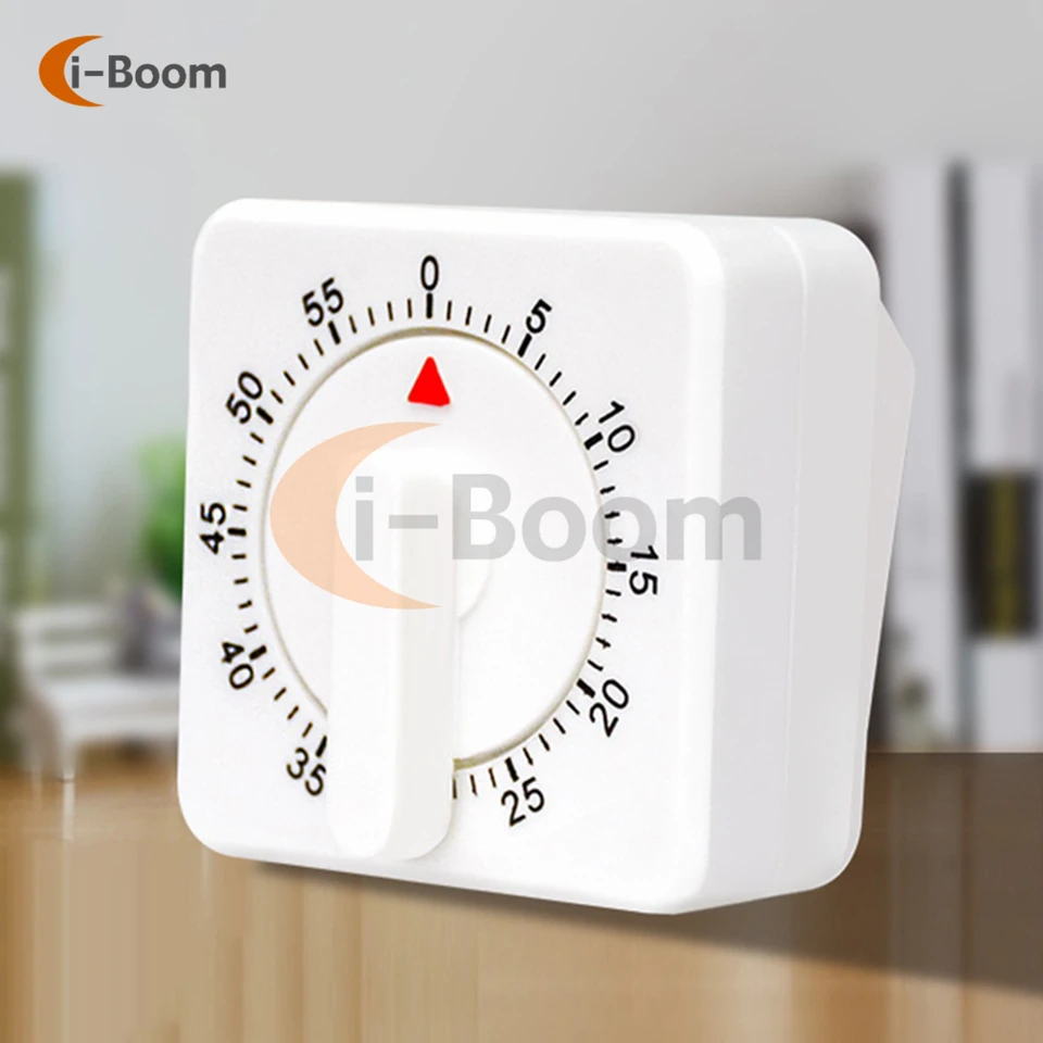 2 Timer Da Cucina Meccanici Quadrati - 60 Minuti, Conto Alla Rovescia, Allarme Forte, Senza Batterie, Colore Bianco - 3