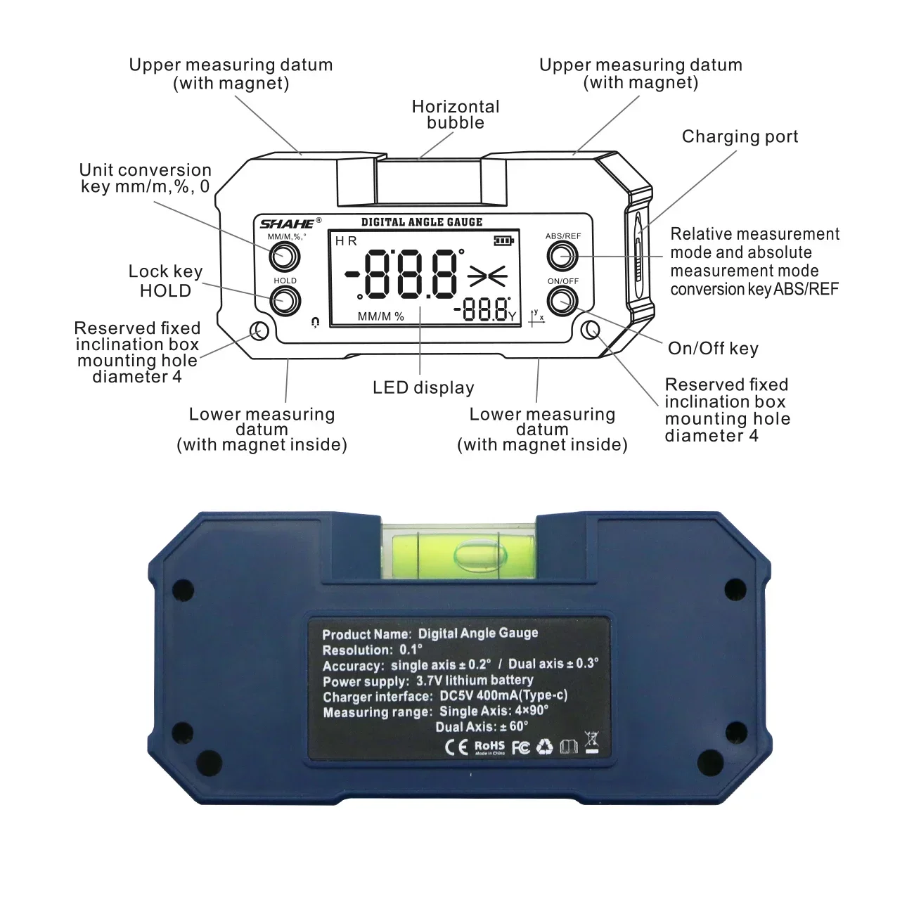 Dual Axis Digital Protractor Inclinometer Rechargable Digital Angle Finder Level Box Optional Wireless transmission digital angle protractor,angle protractor,digital angle meter,angle measuring tool,digital inclinometer