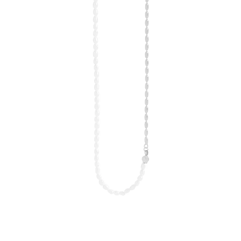 

XL275 Small and Luxury Design Sense Minimalist Half Silver Half Pearl Necklace 925 Sterling Silver Female Collar Chain