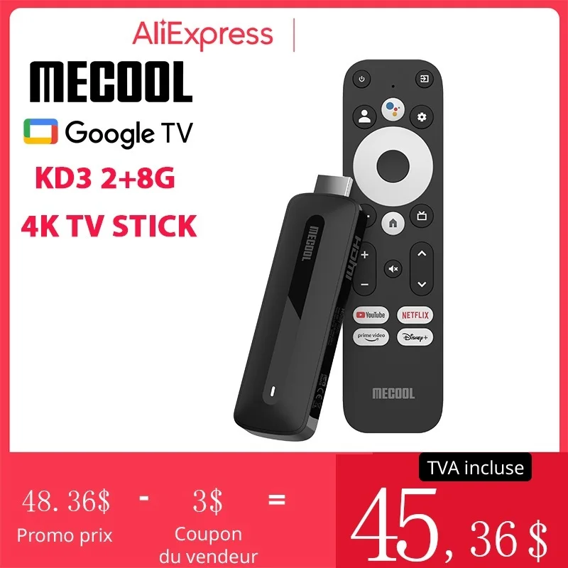 

New KD3 4K TV Stick Android 11 smart TV box With Amlogic S905Y4 2G+8G WiFi 2.4G/5G HDR 10 Media Player mini dongle