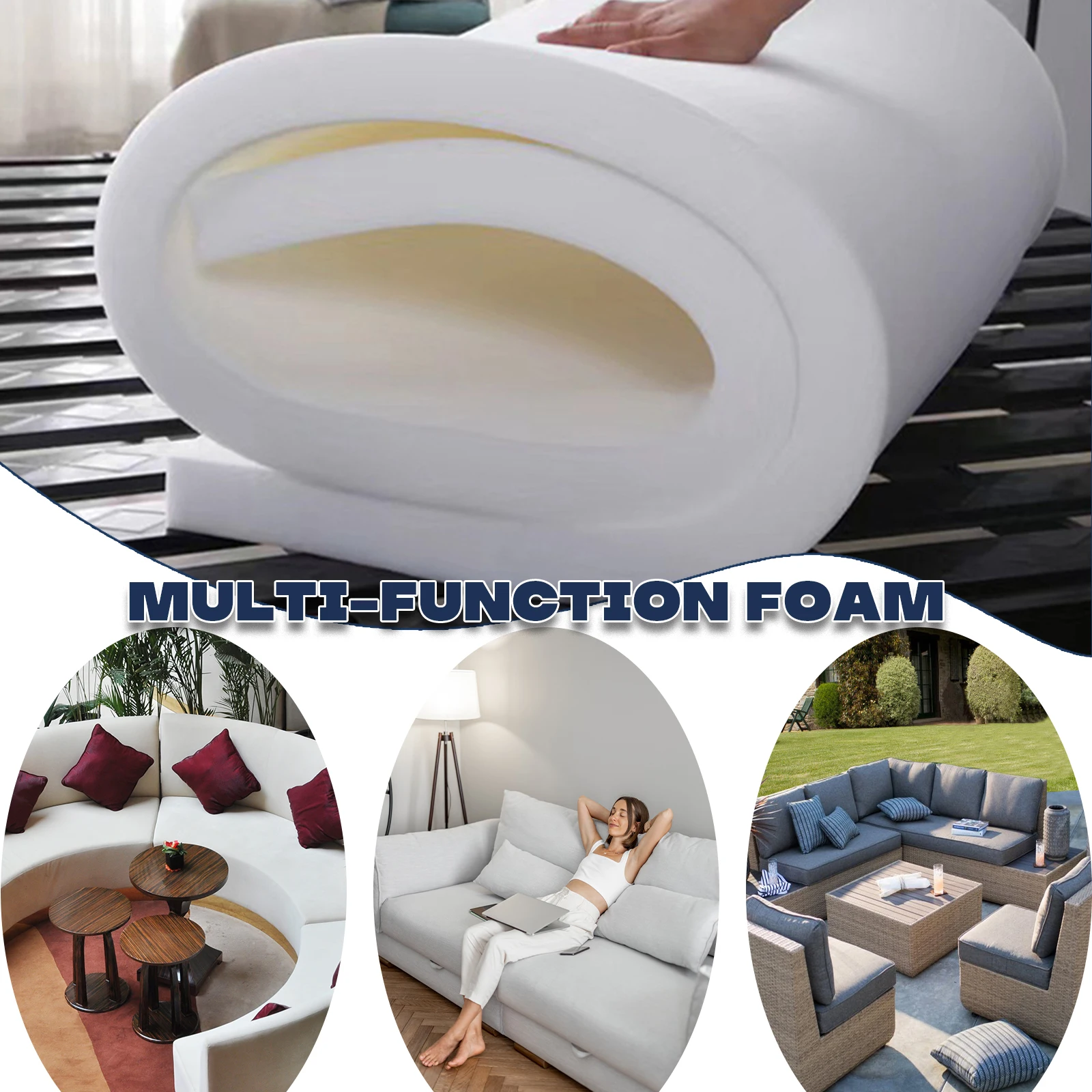 70D Custom Thick Foam Sponge Square High Density White Seat Foam Cushion Core Sheet Upholstery Replacement Pad Premium Chair Pad 6
