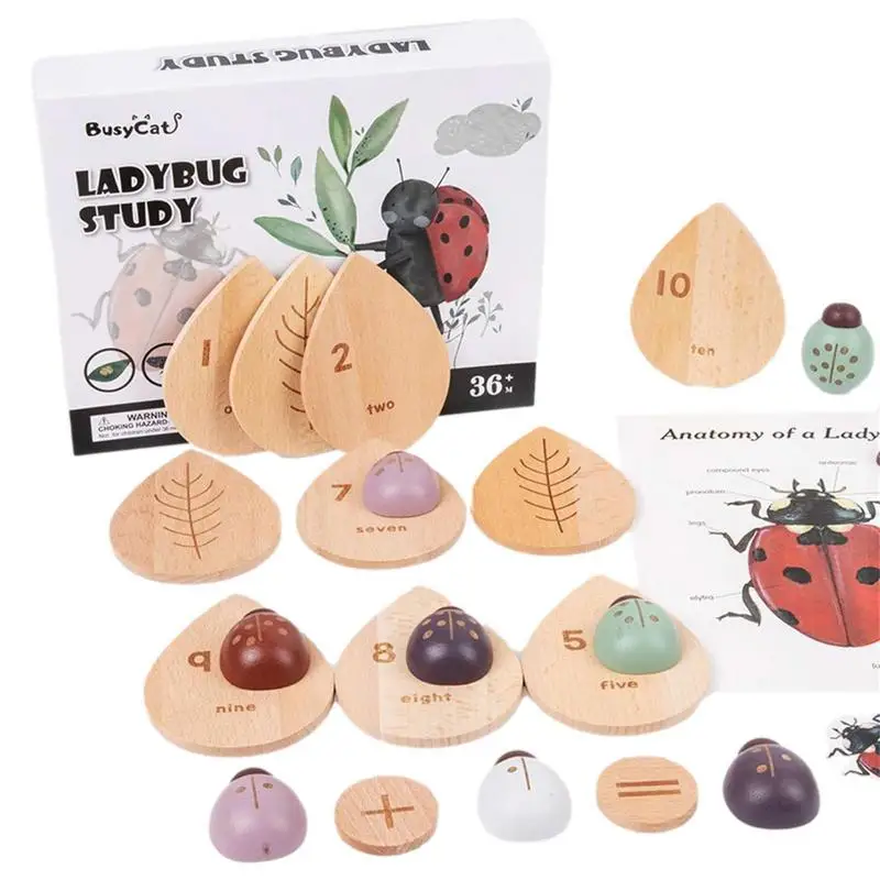 

Montessori Counting Toys Wooden Number Educational Toys Matching Preschool Math Board Ladybugs Puzzle Numbers For Learning