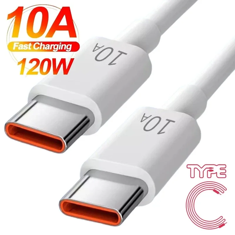 120W Type C Fast Charging Phone Data Cable 10A USB C To Type C Charge Wire For Samsung Huawei Xiaomi iPhone Quick Charging Cord