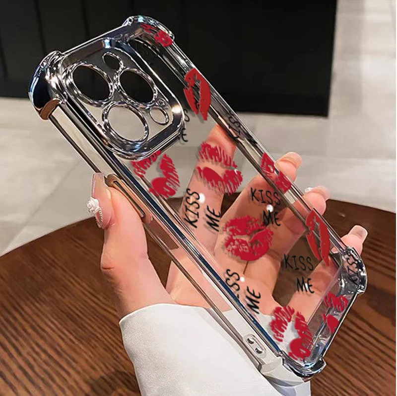 Plating Lips Kiss Pattern Phone Case Cover