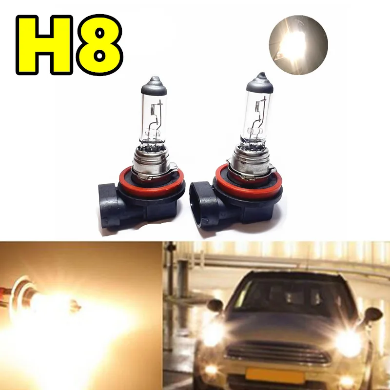 10Pcs H8 할로겐 램프 투명 석영 자동차 전구 12V35W 안개 램프 3200K 자동차 헤드 라이트 전구 55W 자동차 조명 소스 도매