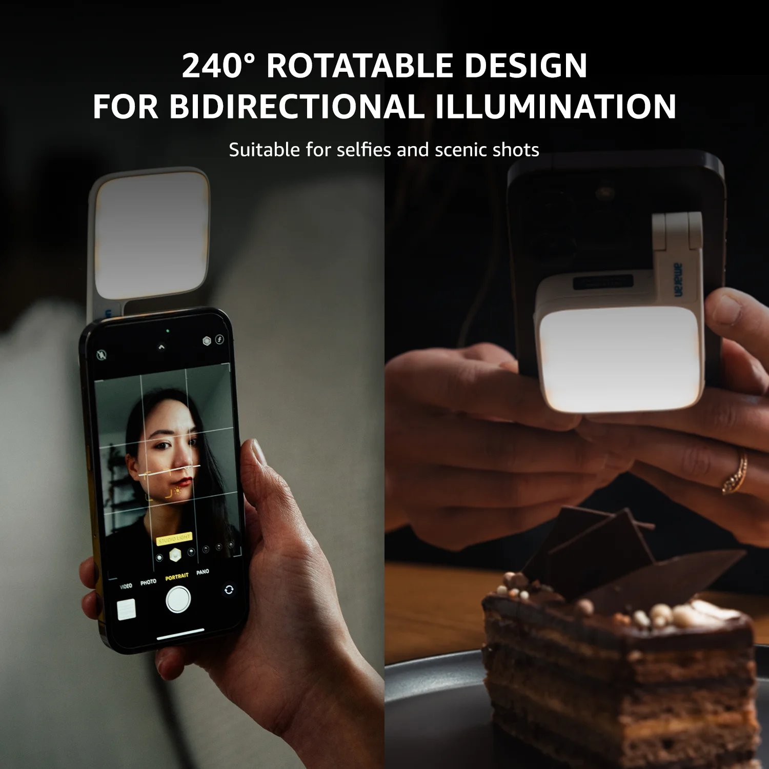 amaran Go Ultra-Compact Built-in Mirrored Mini LED Phone Light Magnetic Mount Versatile Flip Design for Vlog Selfies by Aputure 3