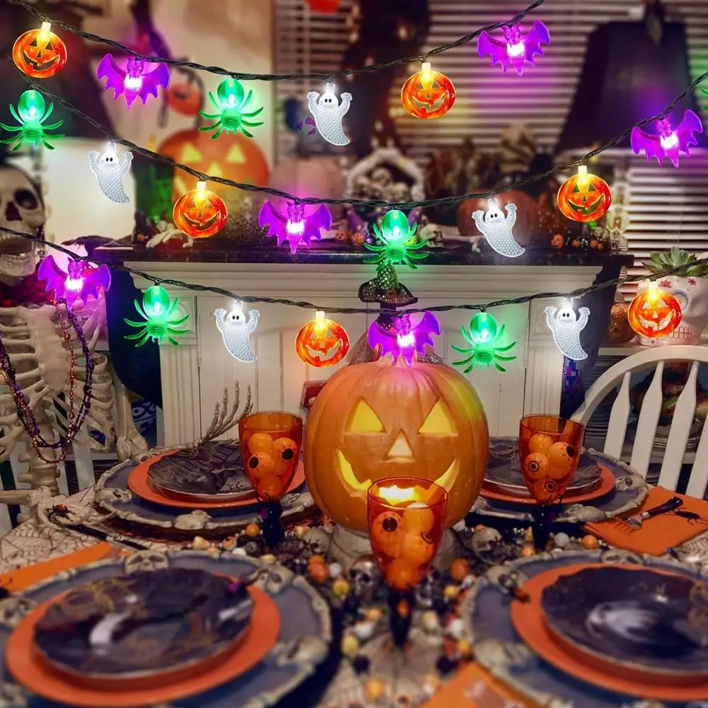 Pumpkin String Light Halloween Light Spooky Halloween String Lights Remote Control Waterproof 8 Modes Battery Operated Bat h1 handheld spot welder 11 gear adjustable automatic and manual modes battery welder for 18650 battery welding nickel sheets