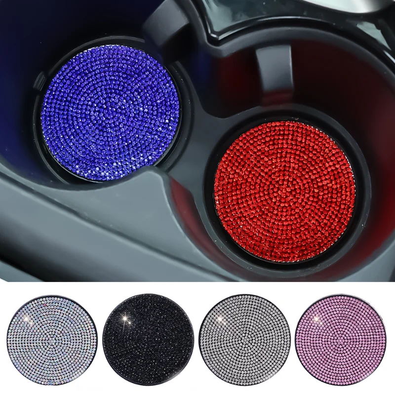 

Car Diamond Coaster Anti-Slip Water Cup Pad Blingling Rhinestones Decoration Drink Cup Holder Mat Auto Interior Accessories