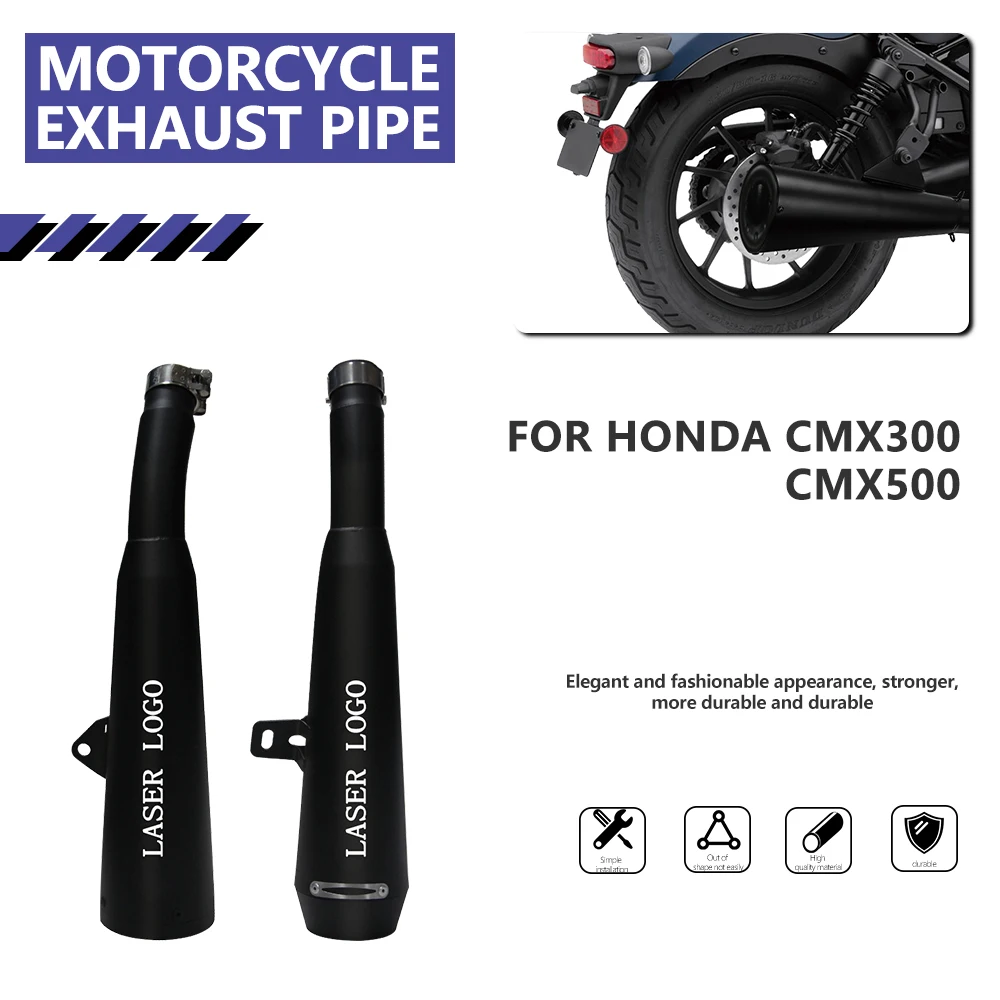 

For Honda REBEL500 CMX500 CM300 CM 300 2017-2022 Motorcycle Exhaust System Escape Silencer Modify With Middle Link Pipe Muffler