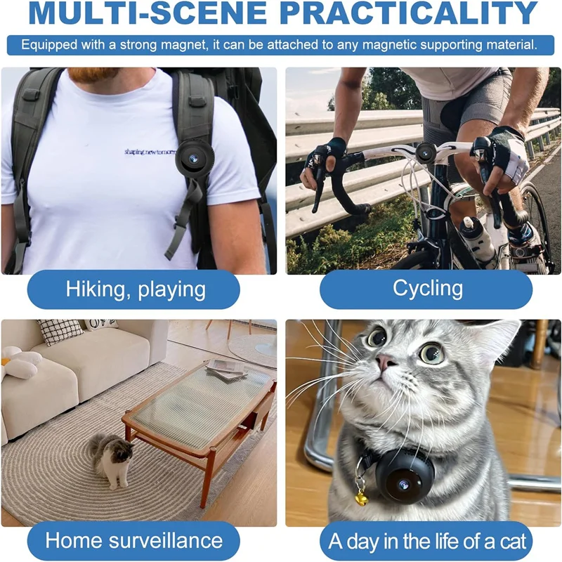 HD 1080p Mini Pet Camera Collar 64gb Sd Card Night Vision Remote Playback Dog Cat Camera Collar Indoor/Outdoor