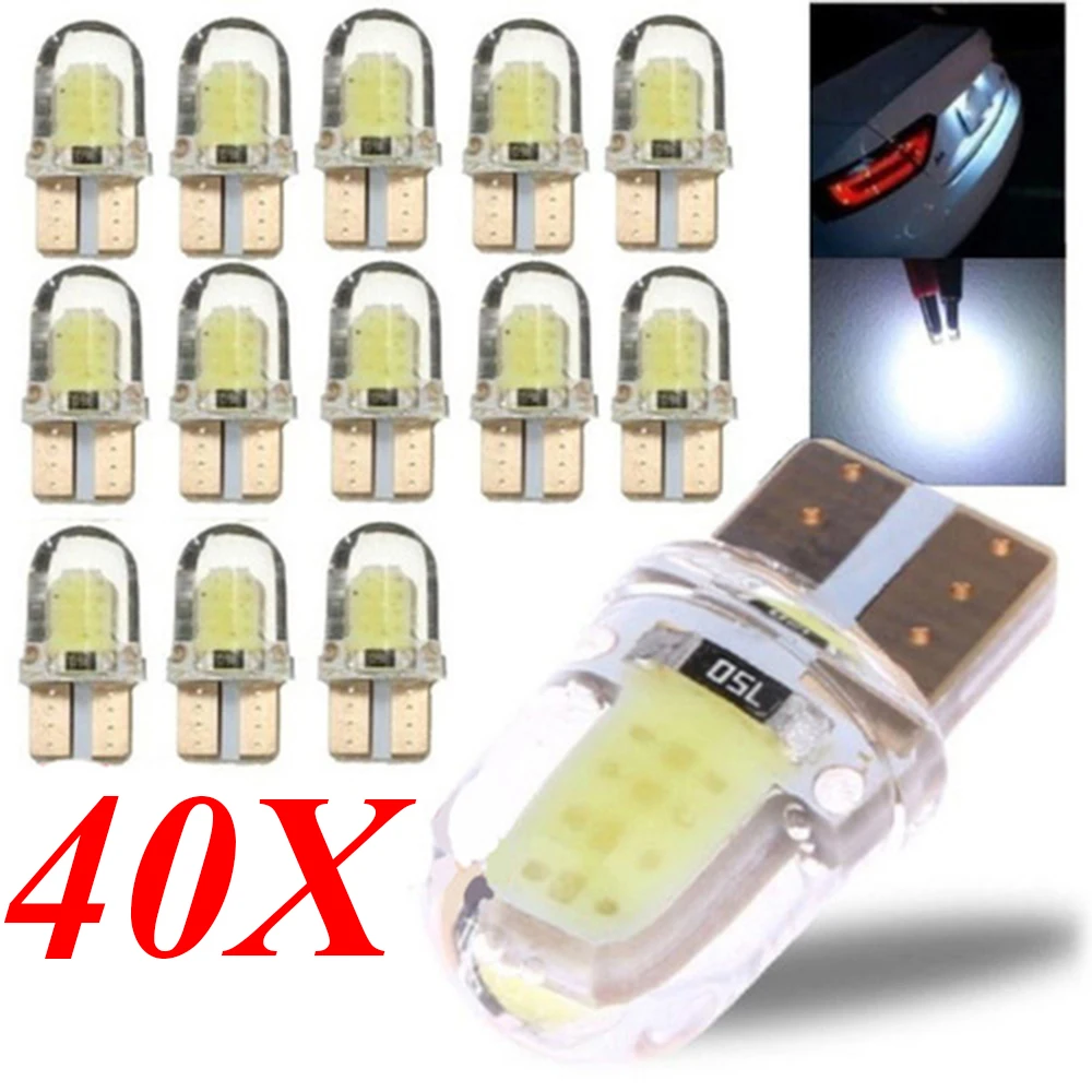 

LED W5W T10 194 168 W5W COB 4SMD Led Parking Bulb Auto Wedge Clearance Lamp Canbus Silica Bright White License Light Bulbs