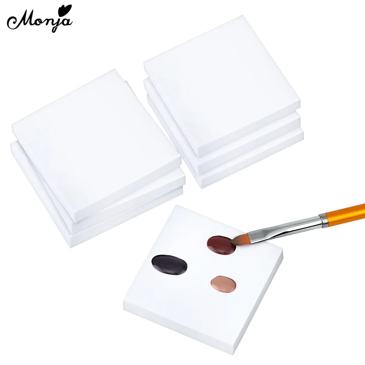 Monja 50pcs Nail Paper Painting Palette Disposable Waterproof Sticker UV Gel Color Polish Mixing Drawing Display Manicure Tools