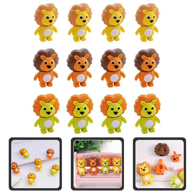 2 X Cute Lion Erasers, Kawaii Erasers for Kids, School Supplies,  Collectible Eraser 