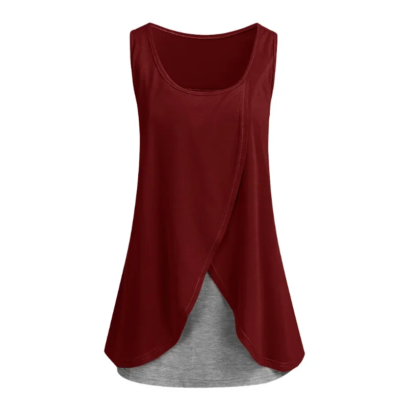 Pregnant Women&rsquo;s Breastfeeding Vest Summer Sleeveless Splicing Feeding Top Casual Maternity Women Nursing Tops maternity breastfeeding blouse