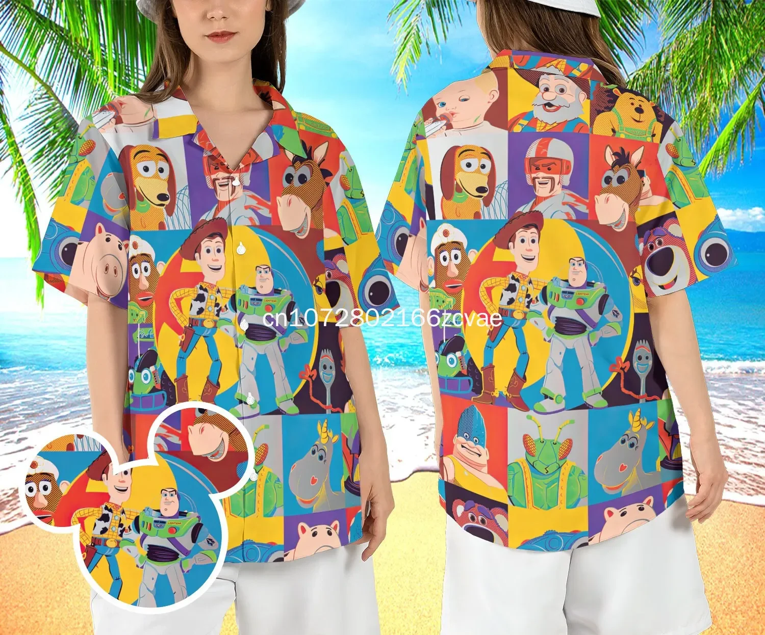 2024 New Buzz Lightyear Hawaiian Shirt Men's Short Sleeve Shirt Toy Story Movie Hawaiian Shirt Disney Beach Shirt 4
