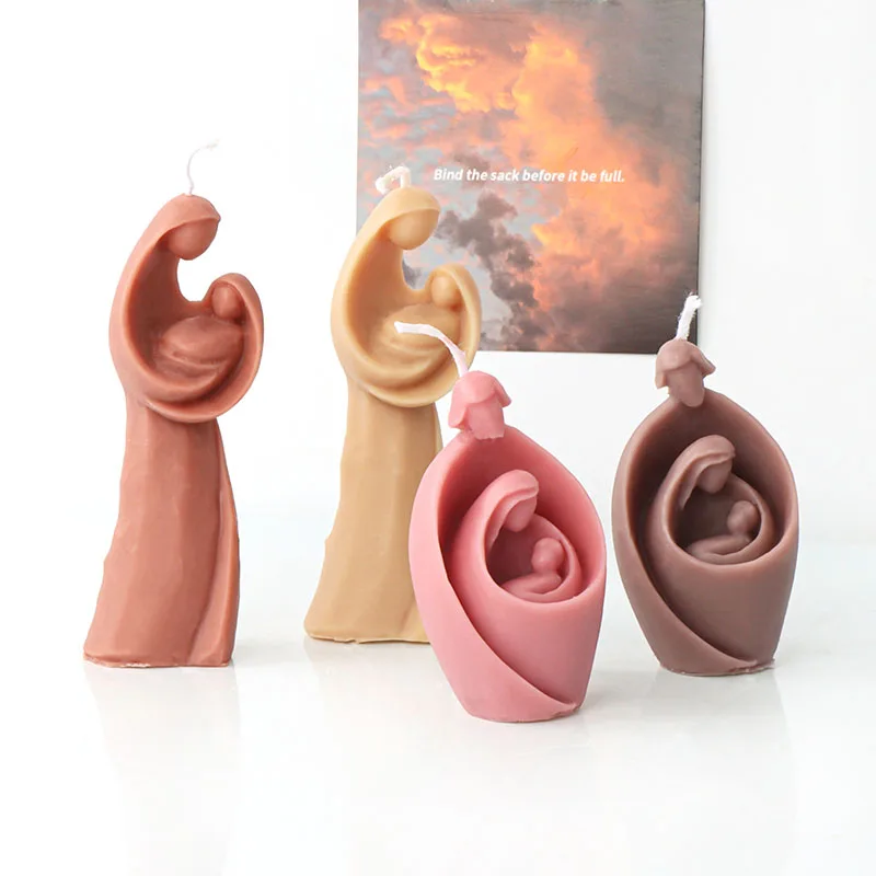 3D Mom Holding Baby Candle Silicone Mold Virgin Mary's Family Abstract Craft Gypsum Candle Mould Resin Casting Mold Decor Gifts silicone mold silicone candle mold aromatherapy candle mold silicone candle molds candle mold