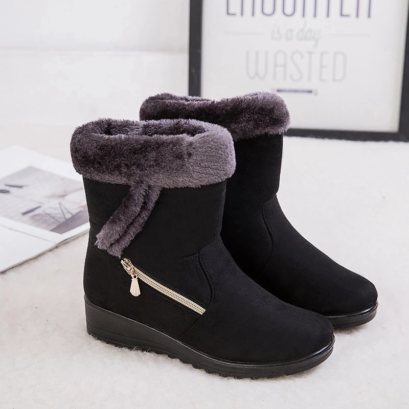 Winter Women Boots Warm Plush Ankle Snow Boots Women Shoes Fashion Zipper Women's Winter Plus Size Zapatos De Mujer
