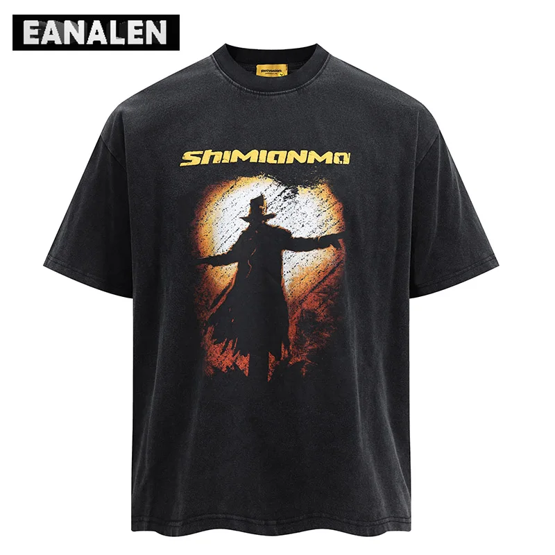 

Футболка мужская оверсайз в винтажном стиле с абстрактной фигуркой, уличный костюм в стиле рок/панк/Харадзюку, Спортивная повседневная женская футболка, Y2K