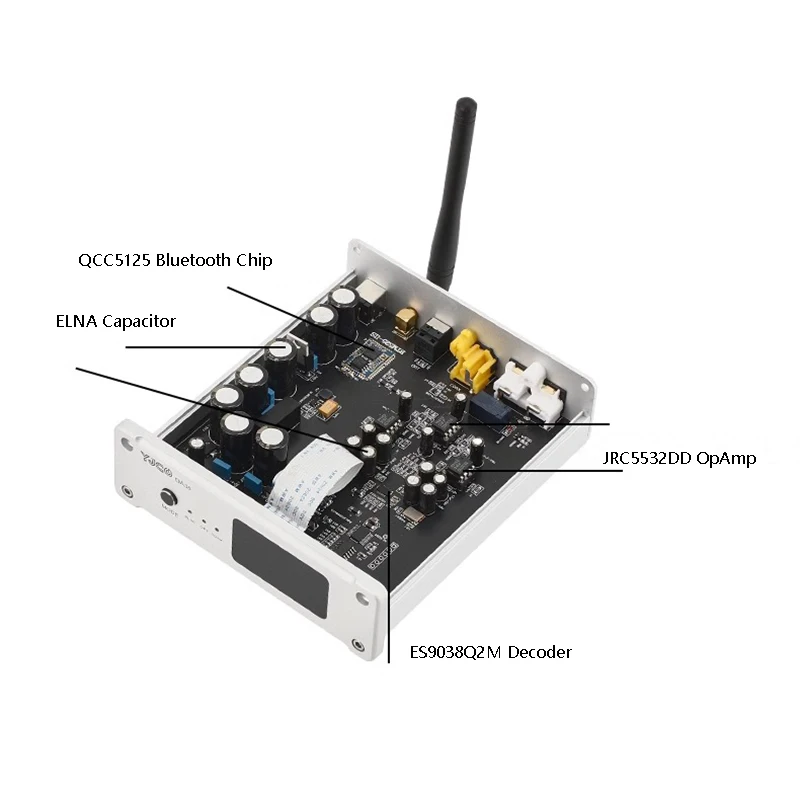 블루투스 오디오 디코더, QCC5125, 블루투스 5.1, 내장 ES9038DAC, HIFI 오디오 리시버, 디지털 광 동축 입력