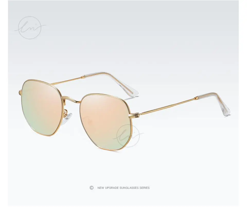 LM Fashion Damen Kleine Sechseck-Sonnenbrille Herren Retro Polarisierte Metallbeschichtung Spiegel Sonnenbrille Schutzbrille UV400 Brillen_voghion.com